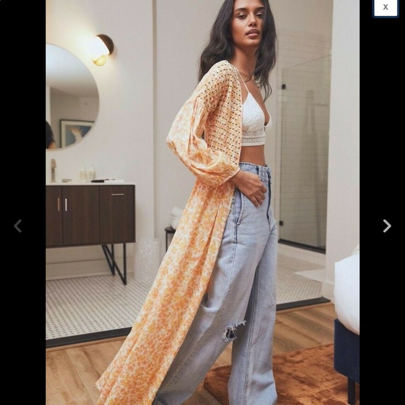 FREE PEOPLE KADENCE ROBE BEADED DUSTER KIMONO DRESS SZ M Spell - Picture 14 of 14